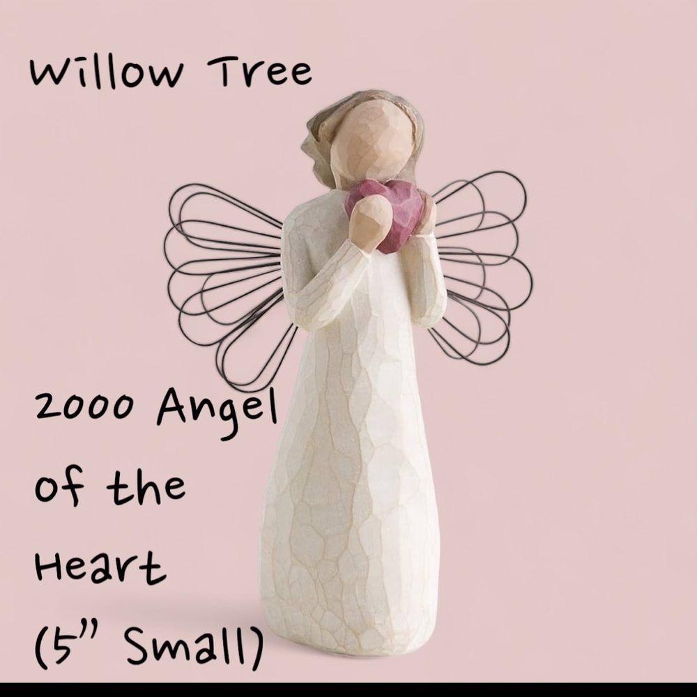 VINTAGE 2000 Willow Tree “Angel of The Heart” Carved Figurine Small 5” NIB